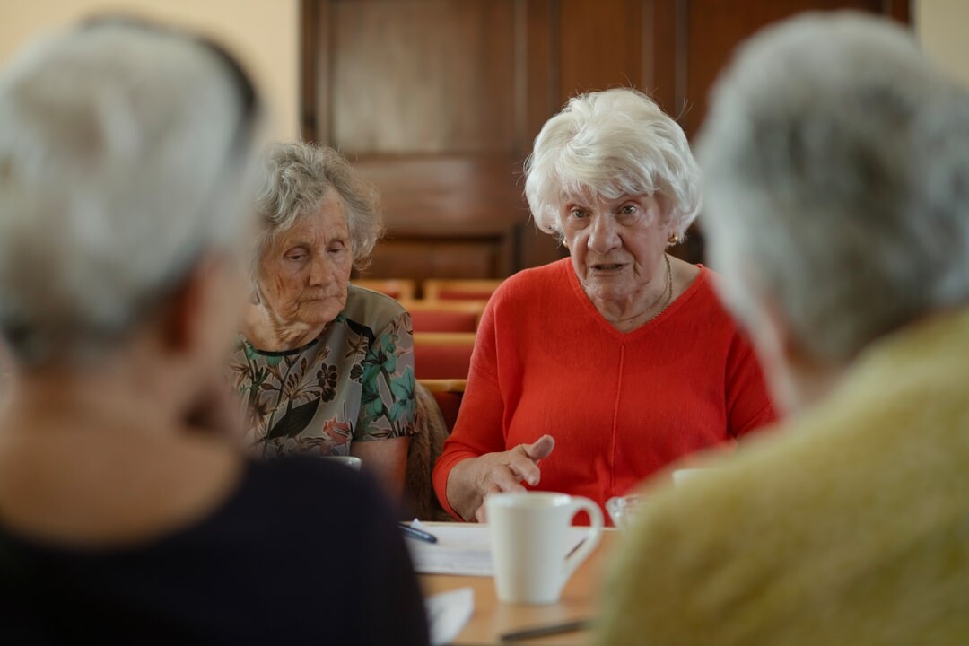 group of seniors talking