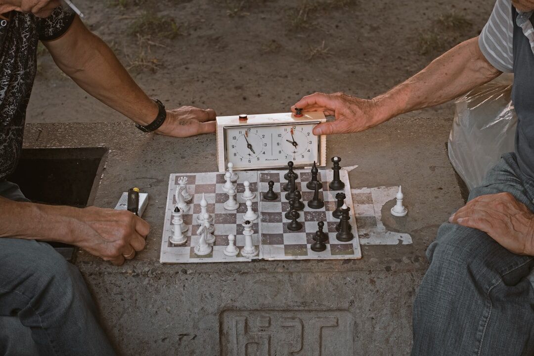 senior couple playing chess